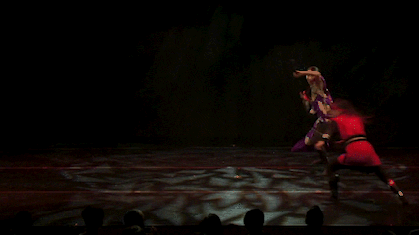 Naginata vs short sword fight