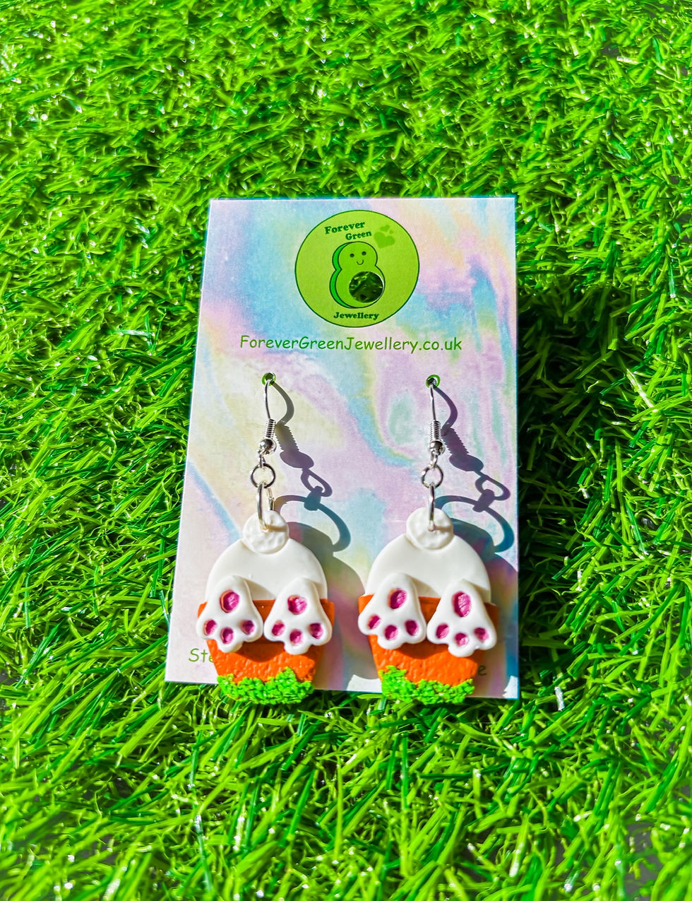Bunny In Flower Pot Earrings