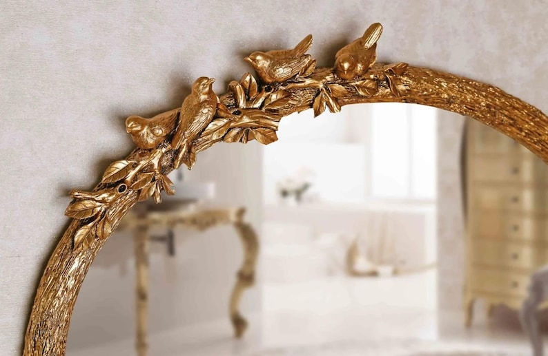 Thumbnail: Bird Oval Wall Mirror / Large Mirror / Handmade / Resin Coating Frame