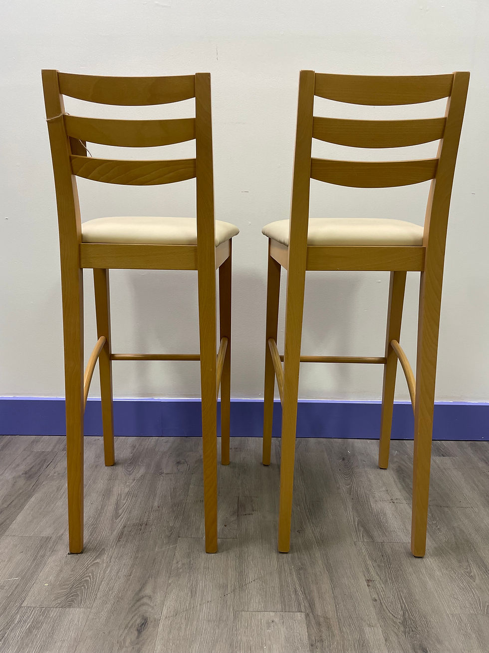 Thumbnail: Danish Blonde Teak Bar Stools