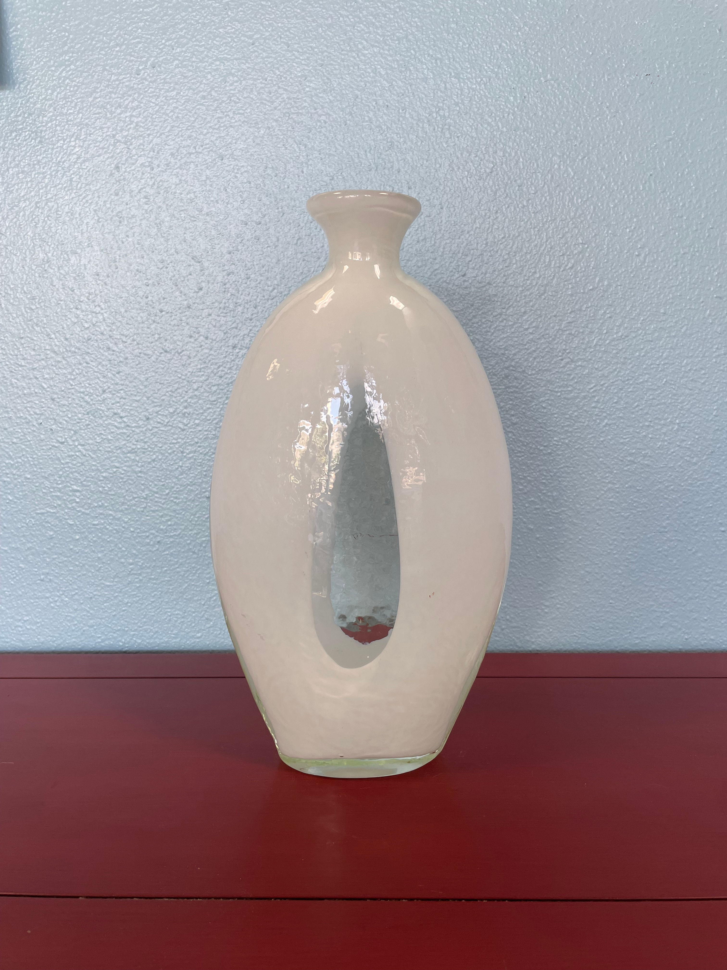 Milky White Hand-blown Art Glass Vase