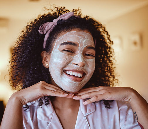 black-woman-afro-skincare-mask-portrait-home-bathroom-dermatology-spa-healthcare-wellness-