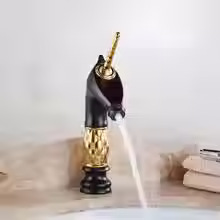 Thumbnail: Free shipping Golden unicorn Faucets Bathroom Crystal body icorne Basin Mixer