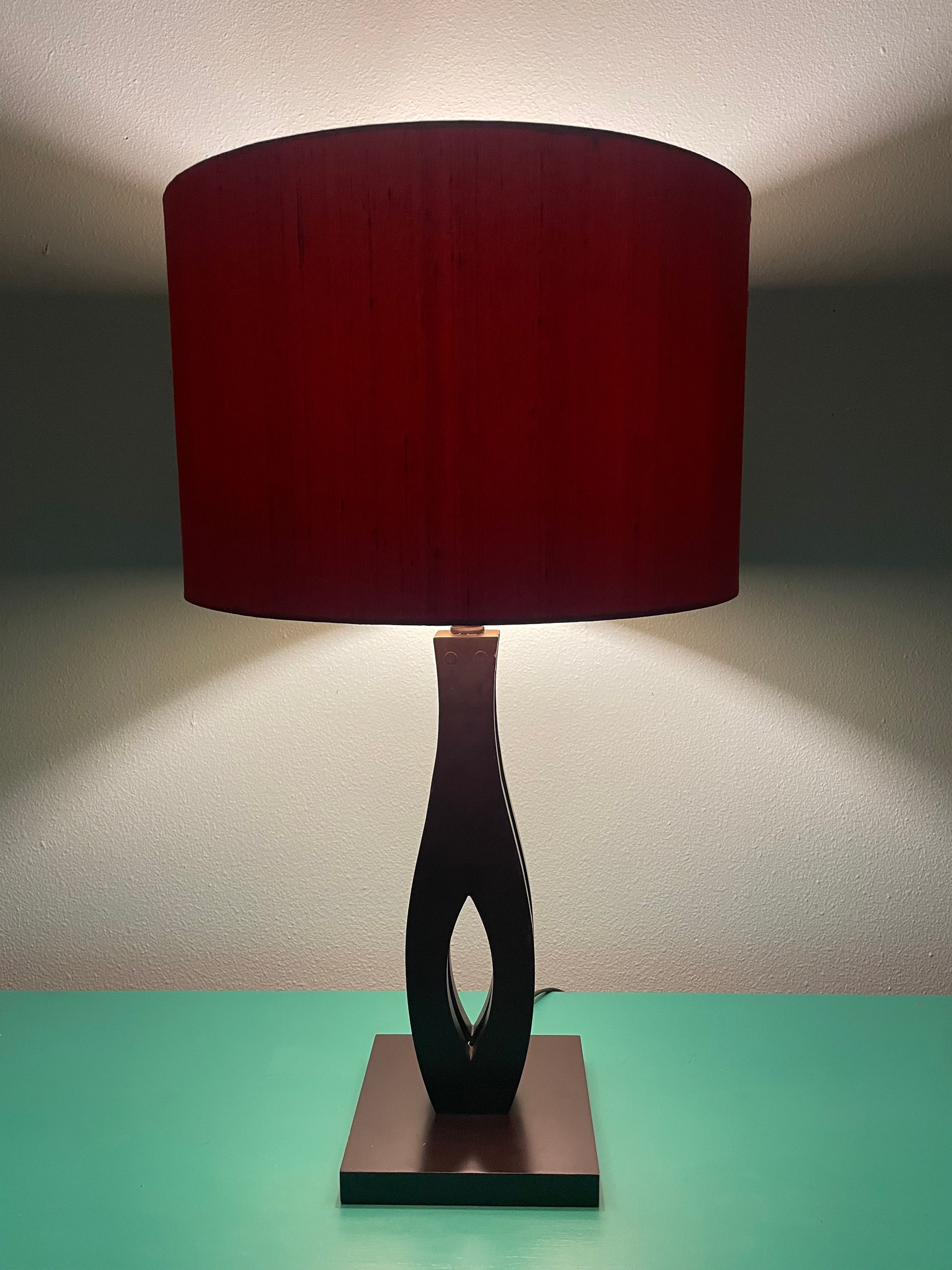 Modern, Contemporary Lamp w/ Raw Silk Shade