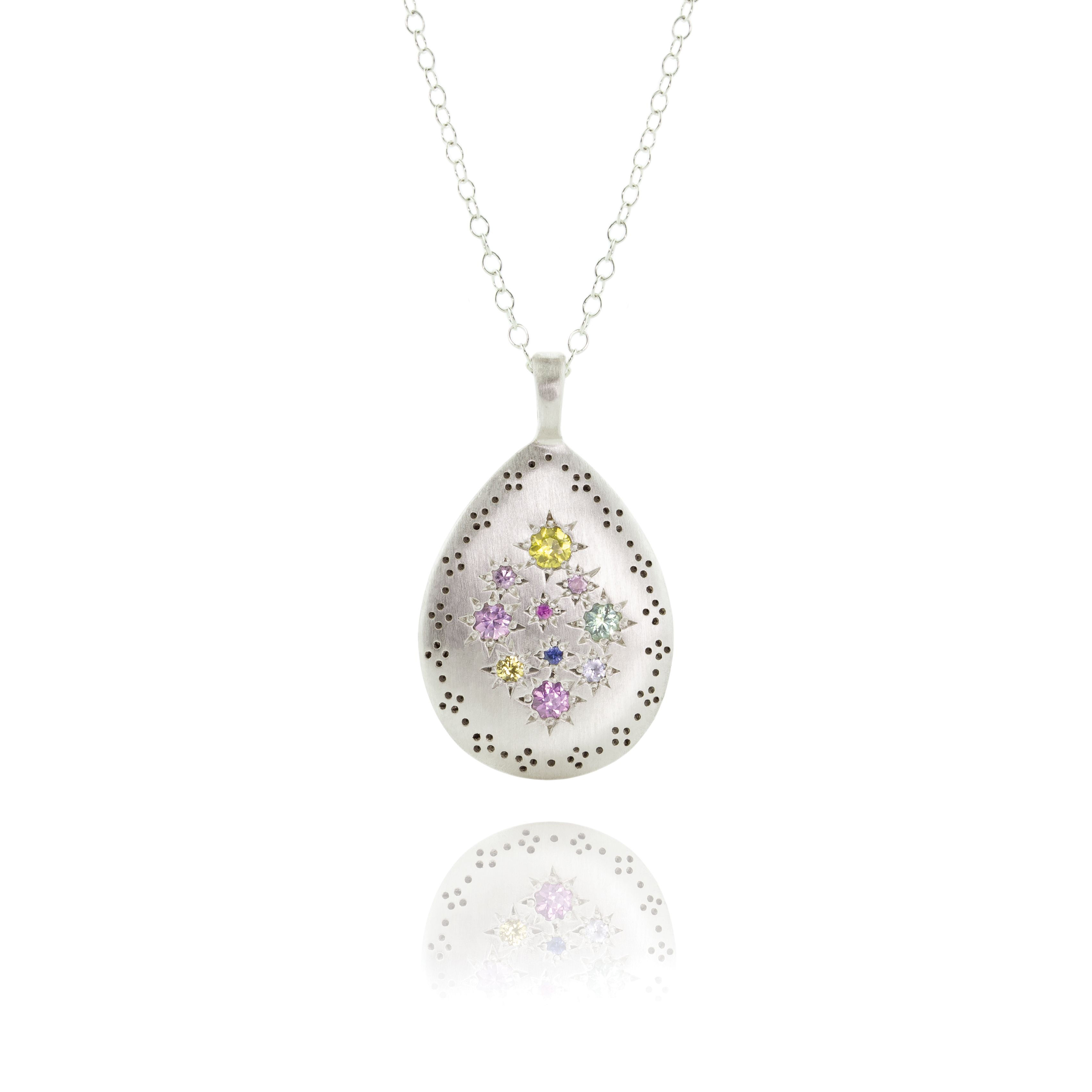 Adel Chefridi - "Silver Lights" Pendant in Multi Sapphire