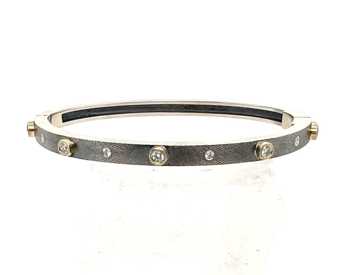 Rene Escobar - "Junia" Bracelet in Sterling Silver, 18kt Gold & Diamonds