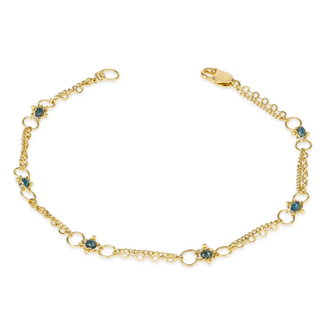 Amali - Blue Diamond & 18kt Gold "Whisper" Chain Bracelet