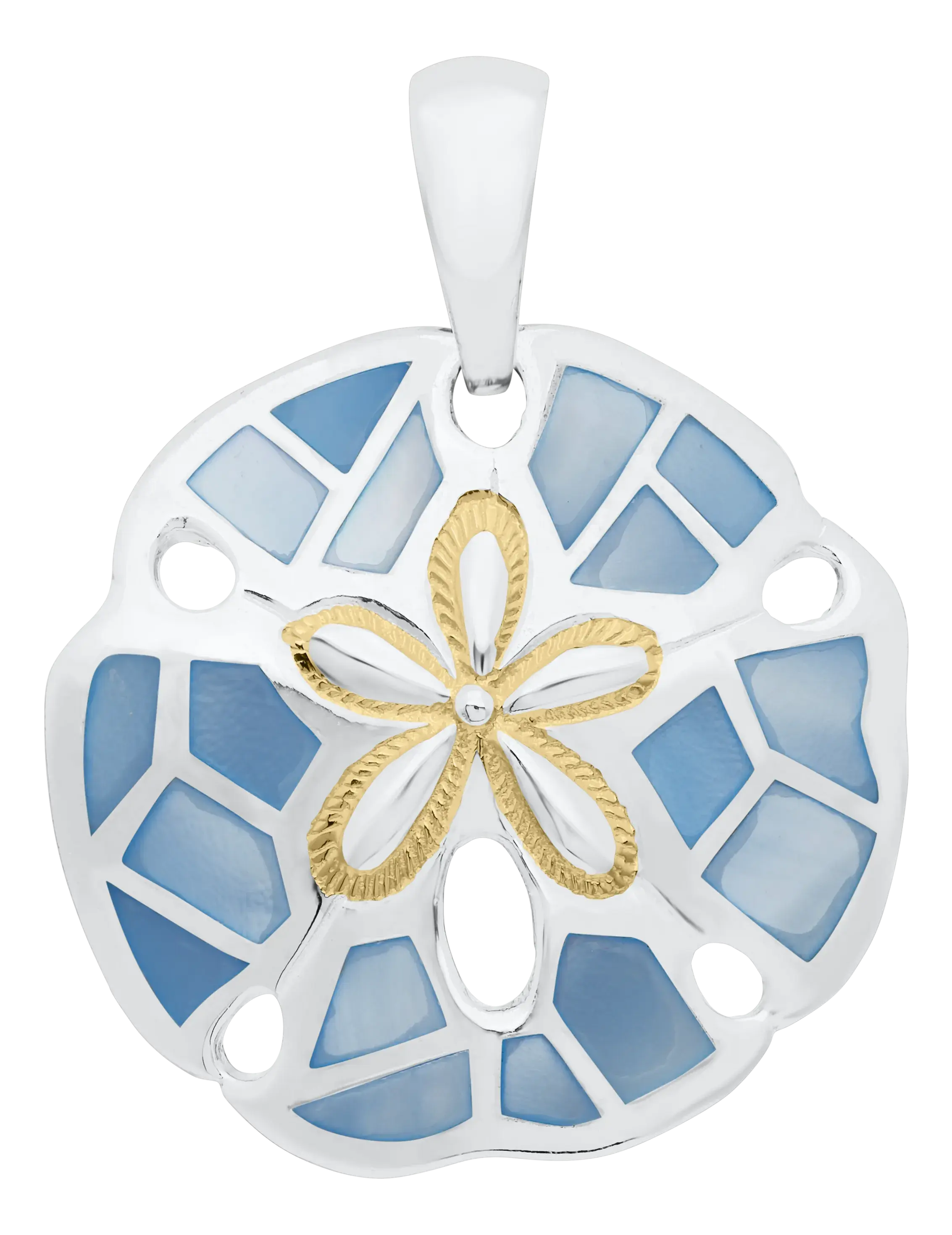 Cape Cod Jewelry - Sterling Silver & Blue Mother of Pearl Sand Dollar Pendant