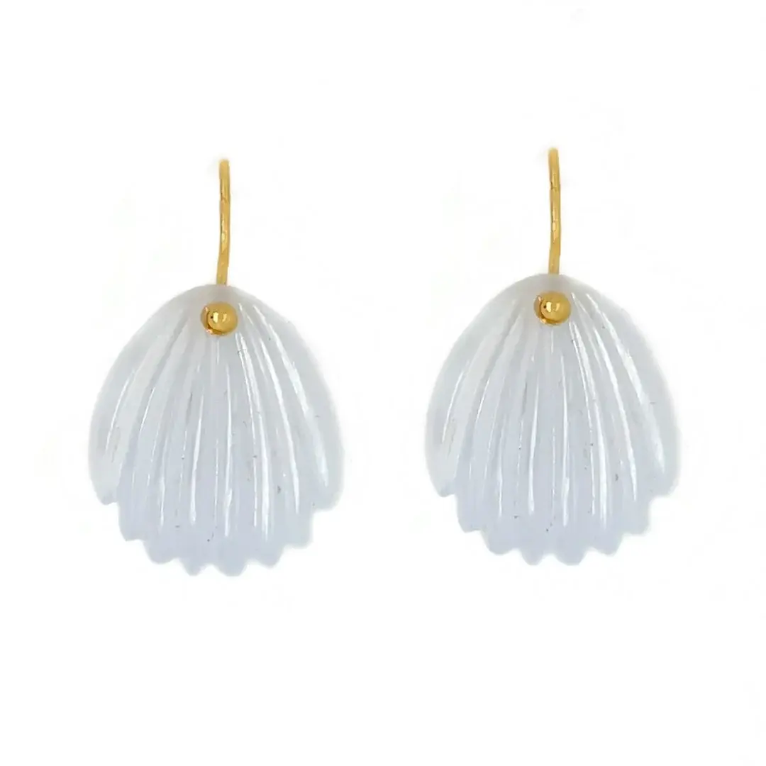 Emily Amey - Chalcedony & 14kt Gold "Shell" Earrings