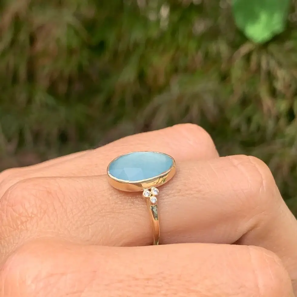 Thumbnail: Emily Amey - Aquamarine, 14kt Gold, & Diamond Ring