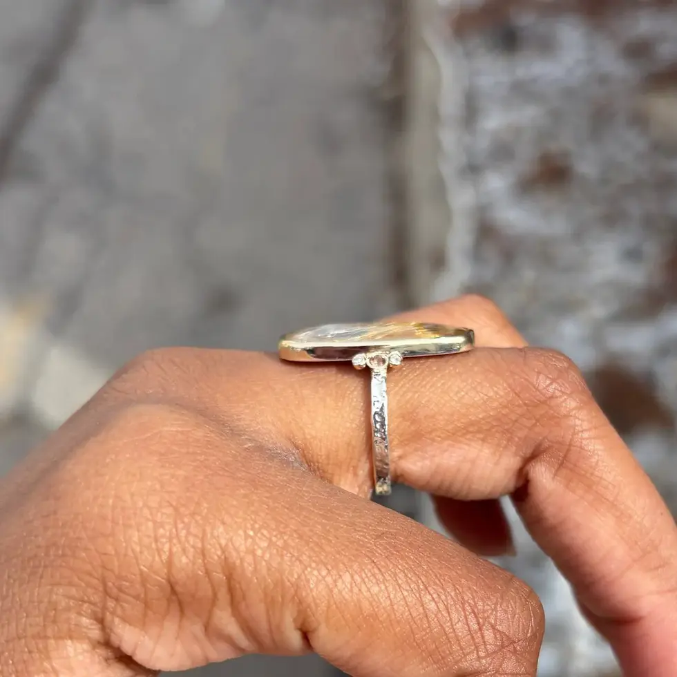 Thumbnail: Emily Amey - Rutilated Quartz, Garnet, & Diamond Ring