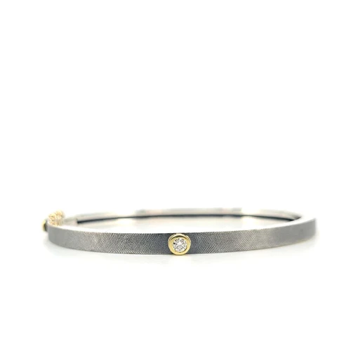 Junia 4mm Sterling Silver Yellow Gold Bezel Sapphire Bangle