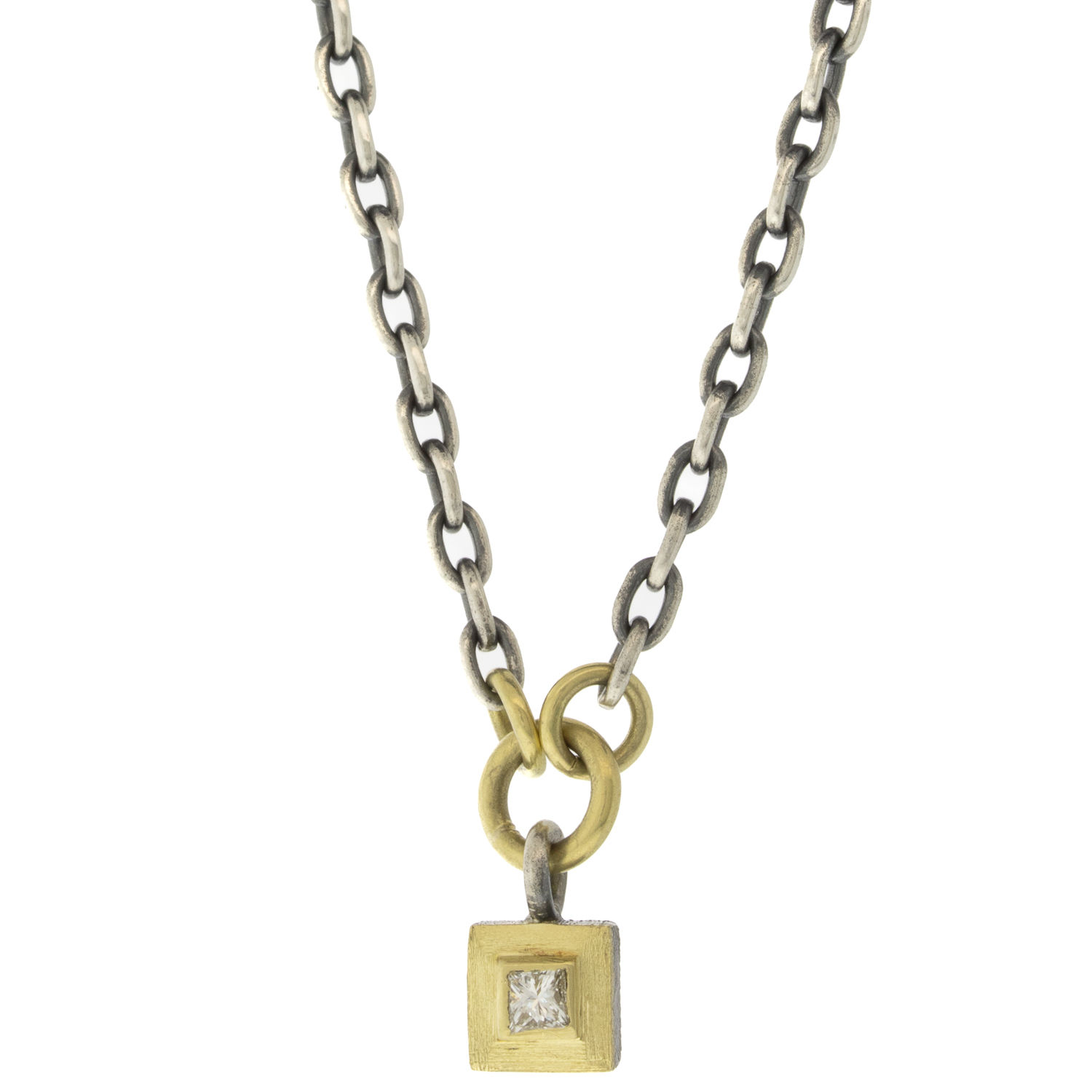 Rene Escobar - "Princess" Pendant in 18kt Gold, Sterling Silver, & Diamond