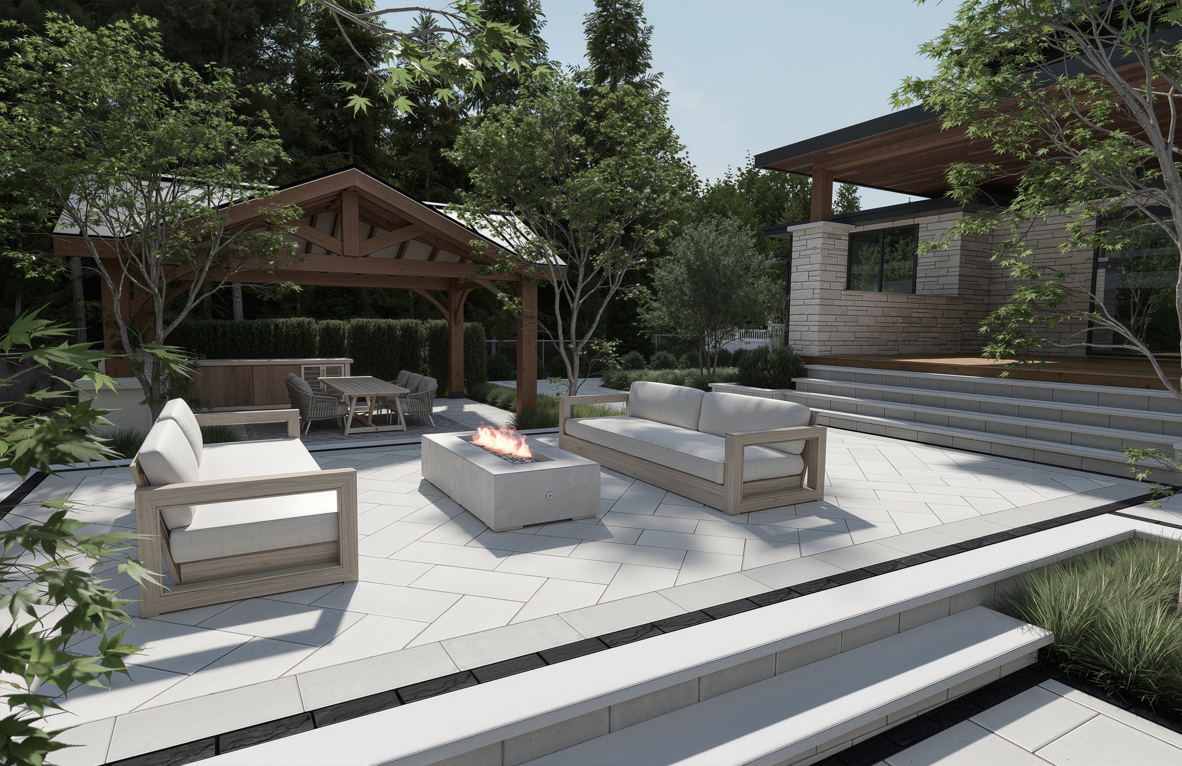 Redcastle pool and pavilion landscape design