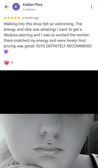 5-star review for a medusa piercing