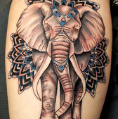 Elephant tattoo with mandala design by Chris Cox