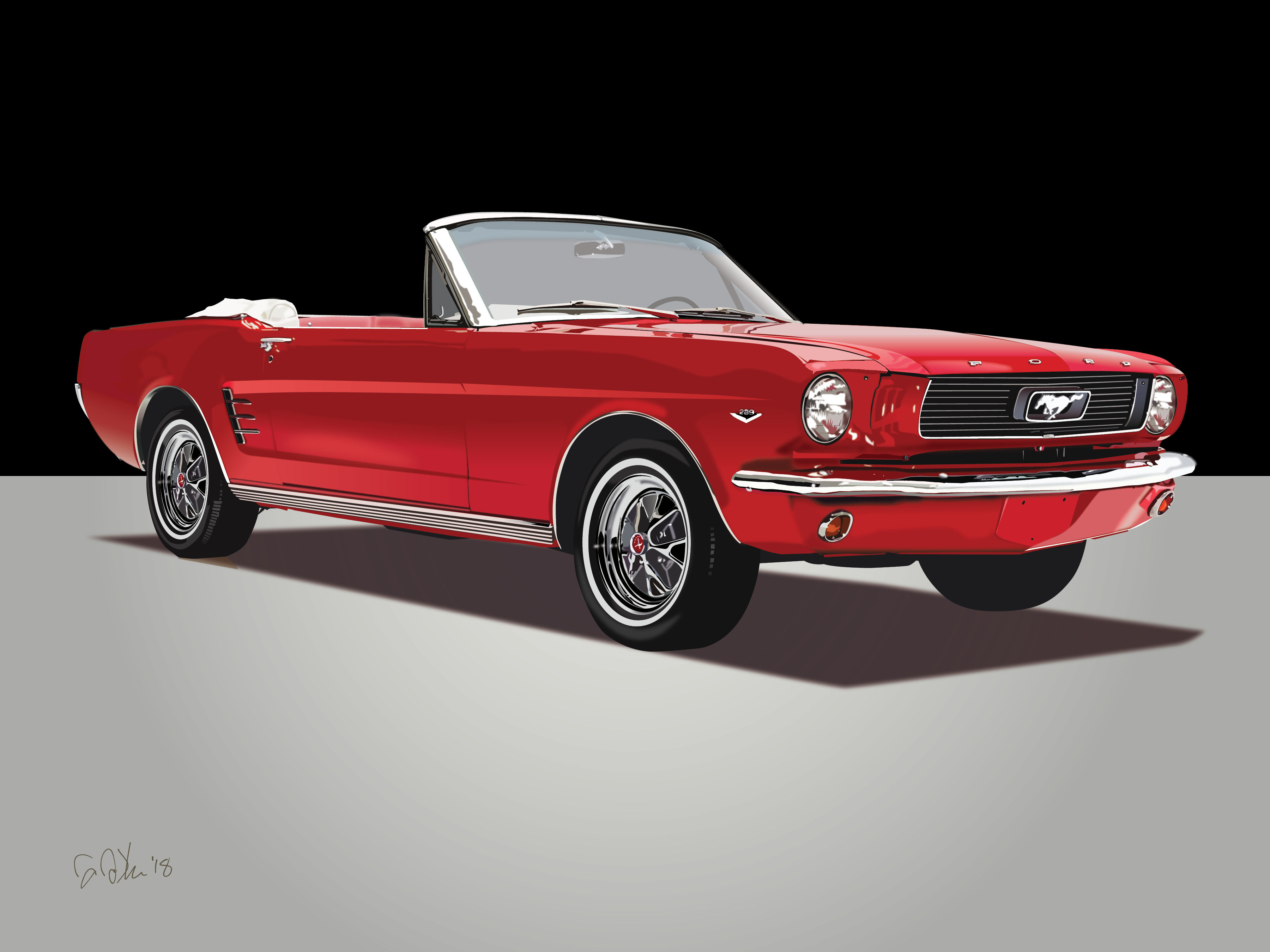 1966 Ford Mustang - Framed 18x24 Print