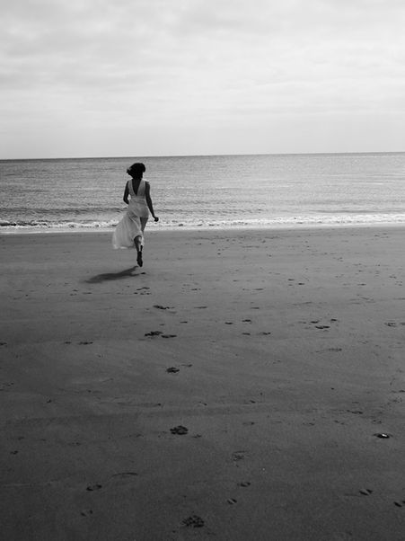 zwart wit, strand, droevig, contrast