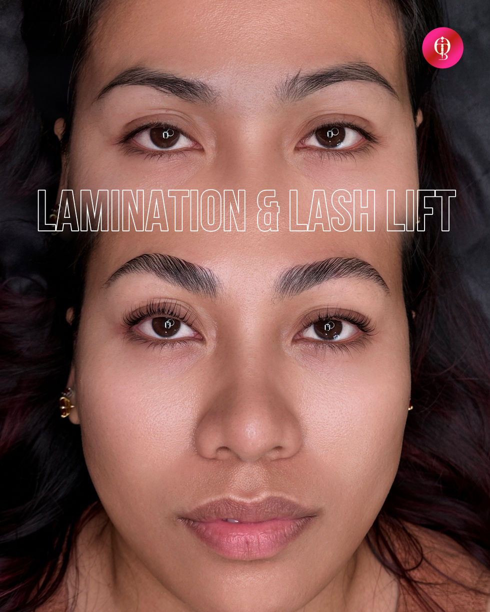 a woman before and after a lamination and lash lift