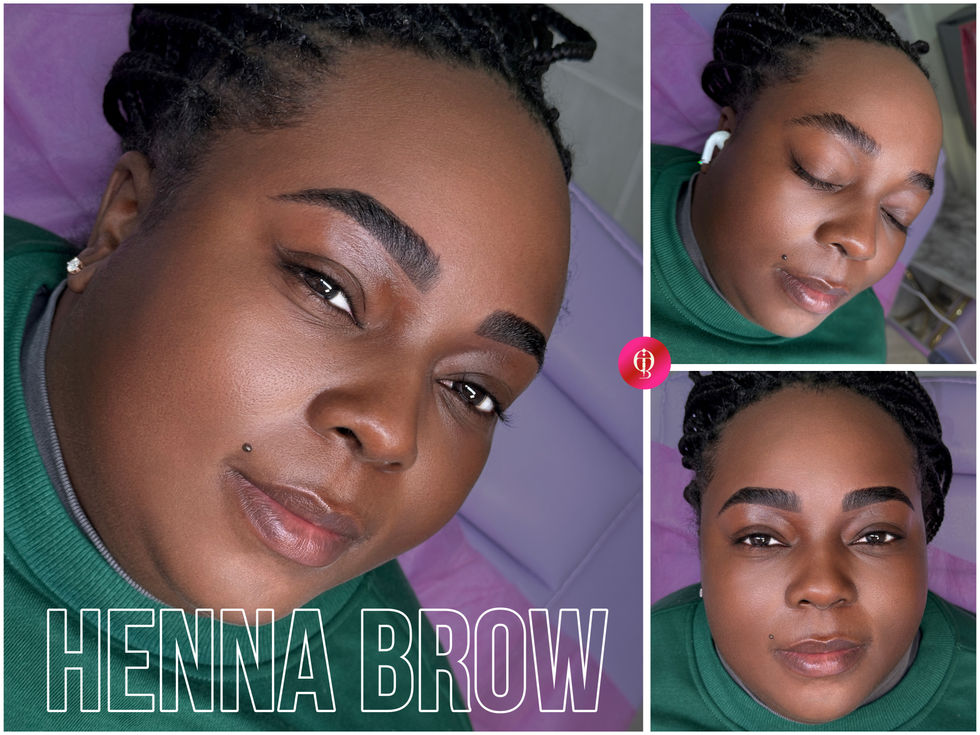 a woman has her eyebrows done by enna brow