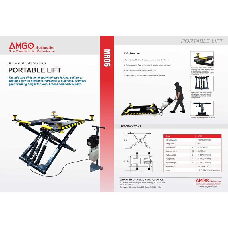 Thumbnail: AMGO MR06 6,000 lbs Portable Scissor Lift