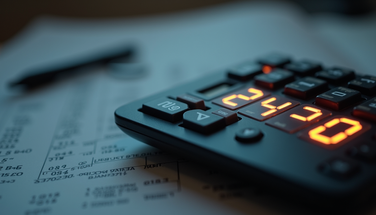 Κοντινή λήψη αριθμομηχανής που υπολογίζει αποδόσεις στοιχήματος