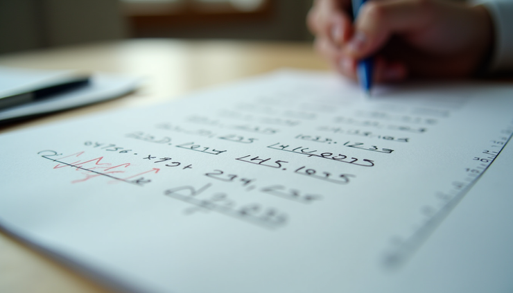 Πλάγια λήψη χαρτιού με χειρόγραφους υπολογισμούς αποδόσεων στοιχημάτων