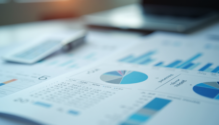 Εγγύς άποψη οικονομικών εγγράφων με αριθμούς και γραφήματα