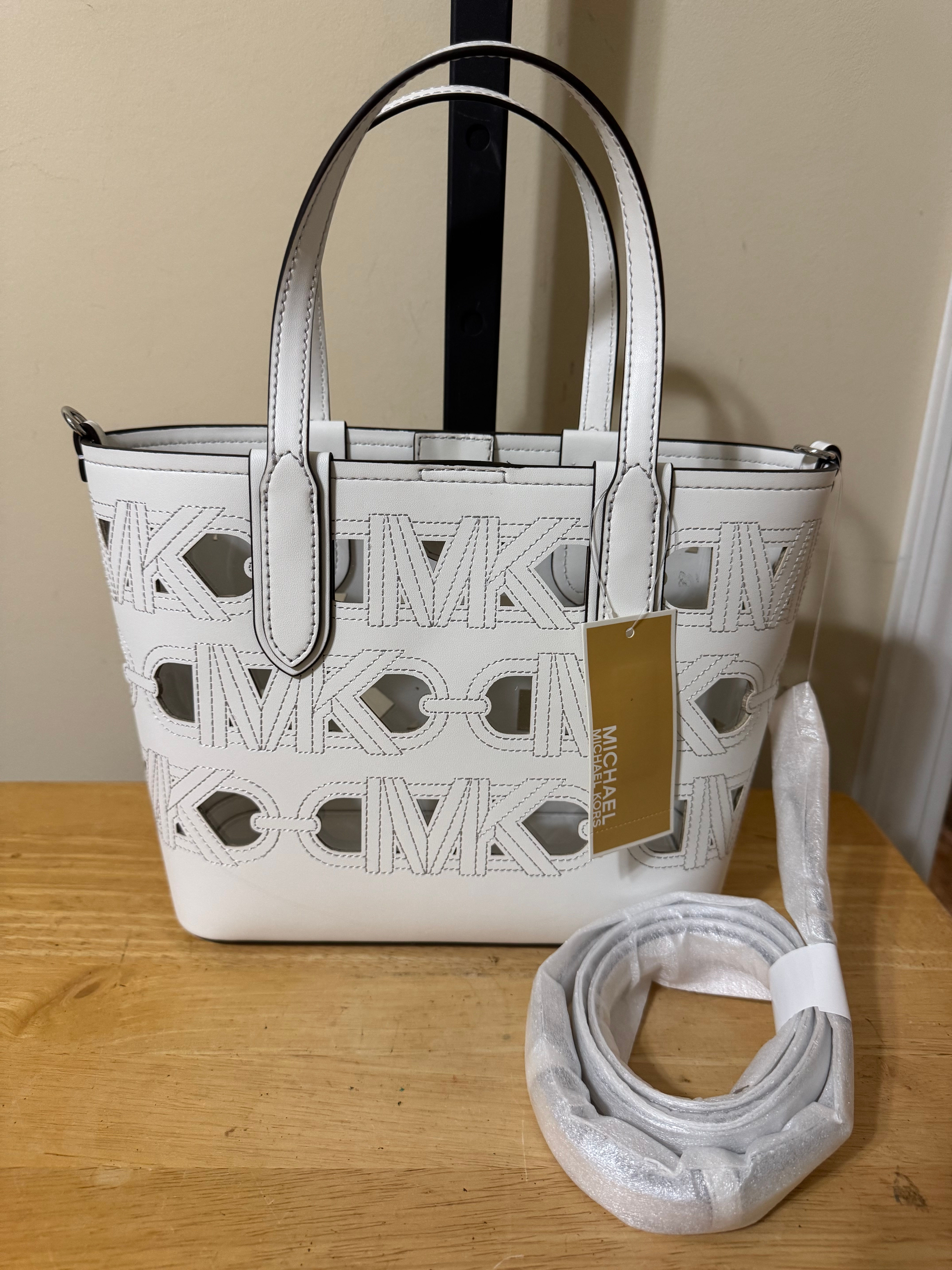 Michael Kors Optic White Cutout Tote