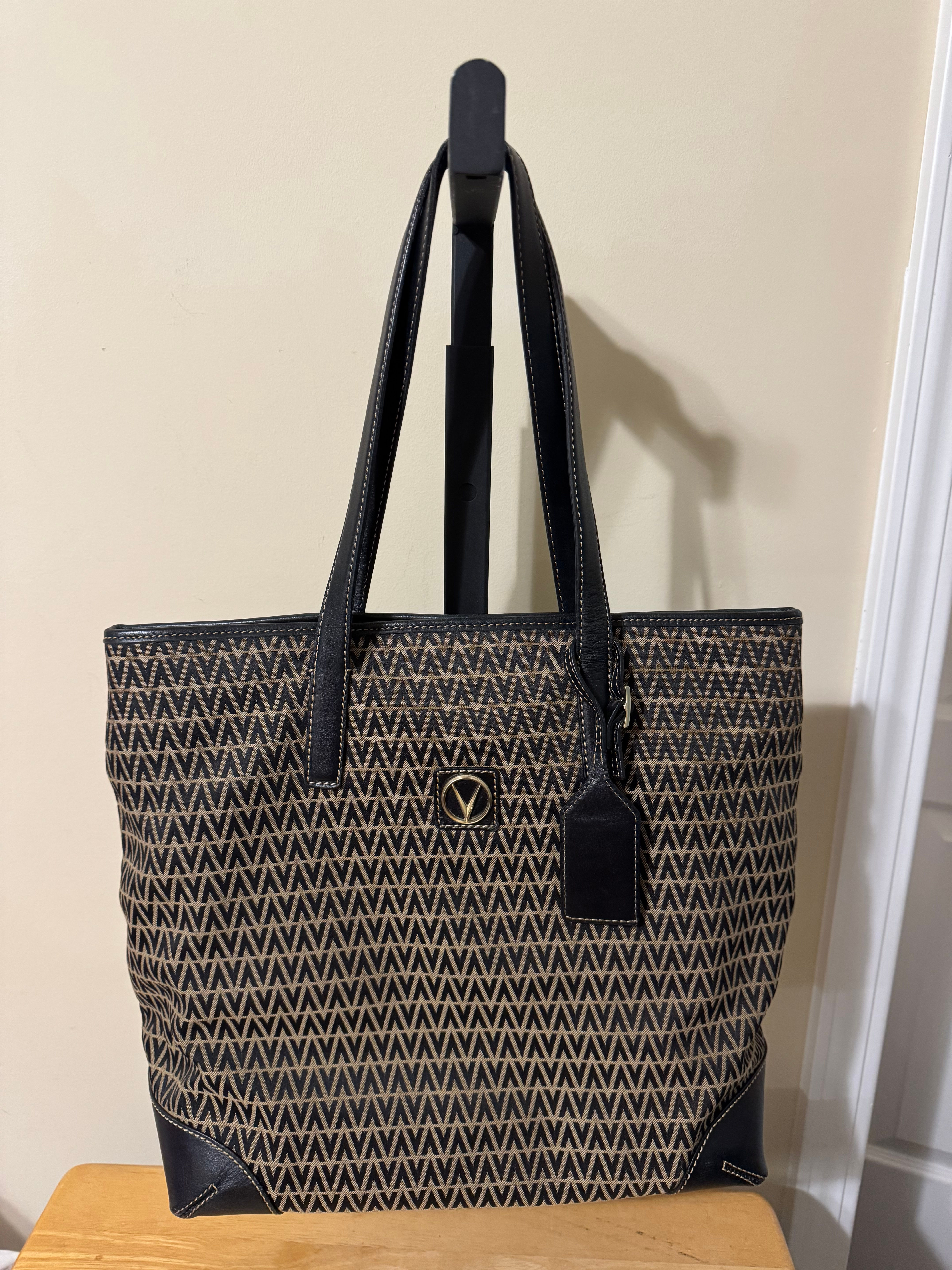Valentino Canvas and Leather Signature Tote