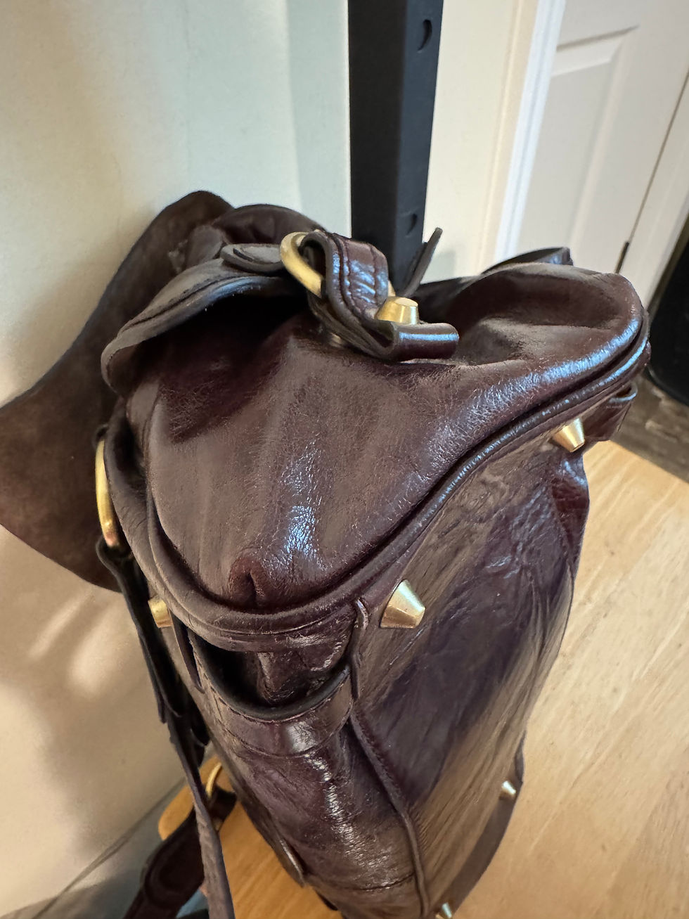 Thumbnail: Balenciago Brown Dstressed Leather Satchel