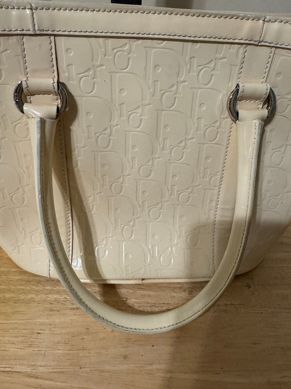 Thumbnail: Dior Cream Monogram Patent Leather Tote