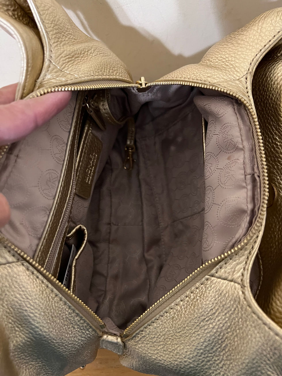 Thumbnail: Michael Kors Bedford Gold Leather Satchel