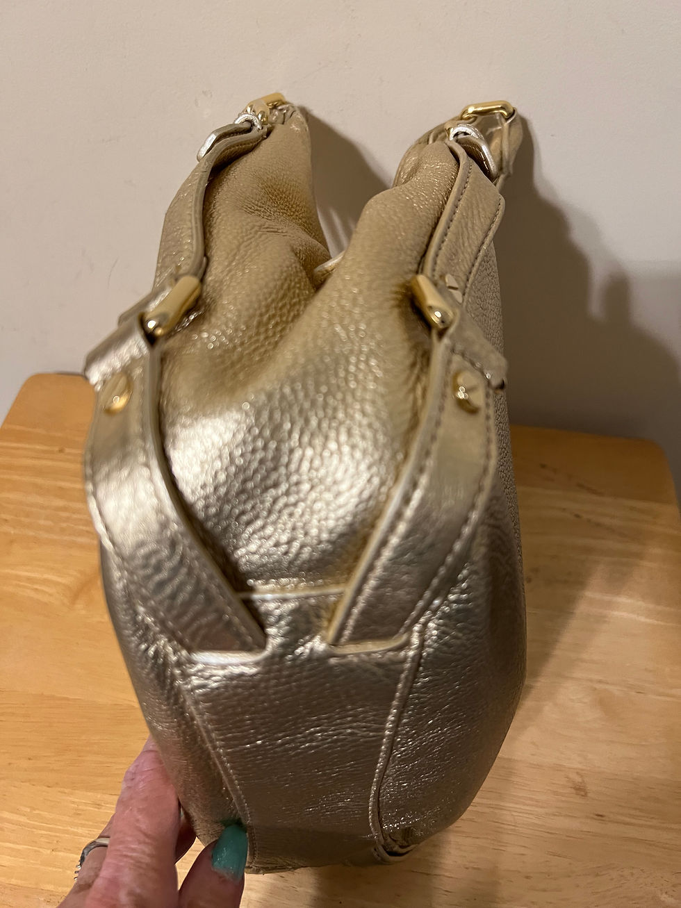 Thumbnail: Michael Kors Bedford Gold Leather Satchel