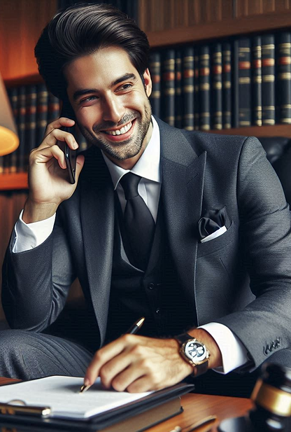 Abogado cordial atiende teléfono