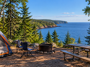 Tent campsite overlooking Lake Superior near Split Rock Lighthouse State Park
