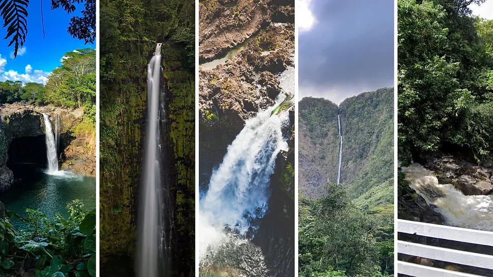 Collage de cascadas de Hawái