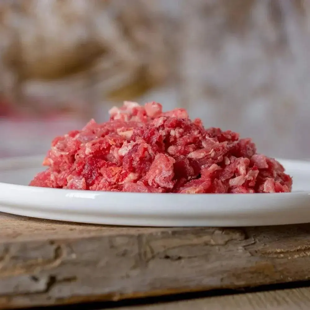 Rindermuskelfleisch, durchwachsen, gewolft, 500g