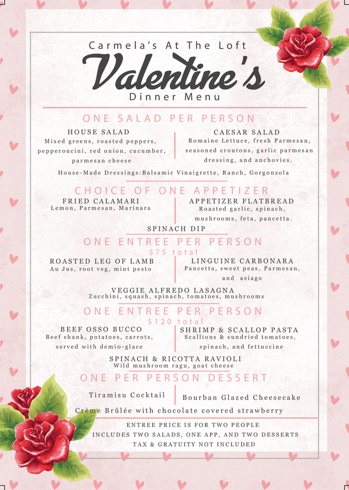 6 ways to celebrate valentine's day 2021 in downtown richmond Valentine's Day at Carmela's At The Loft