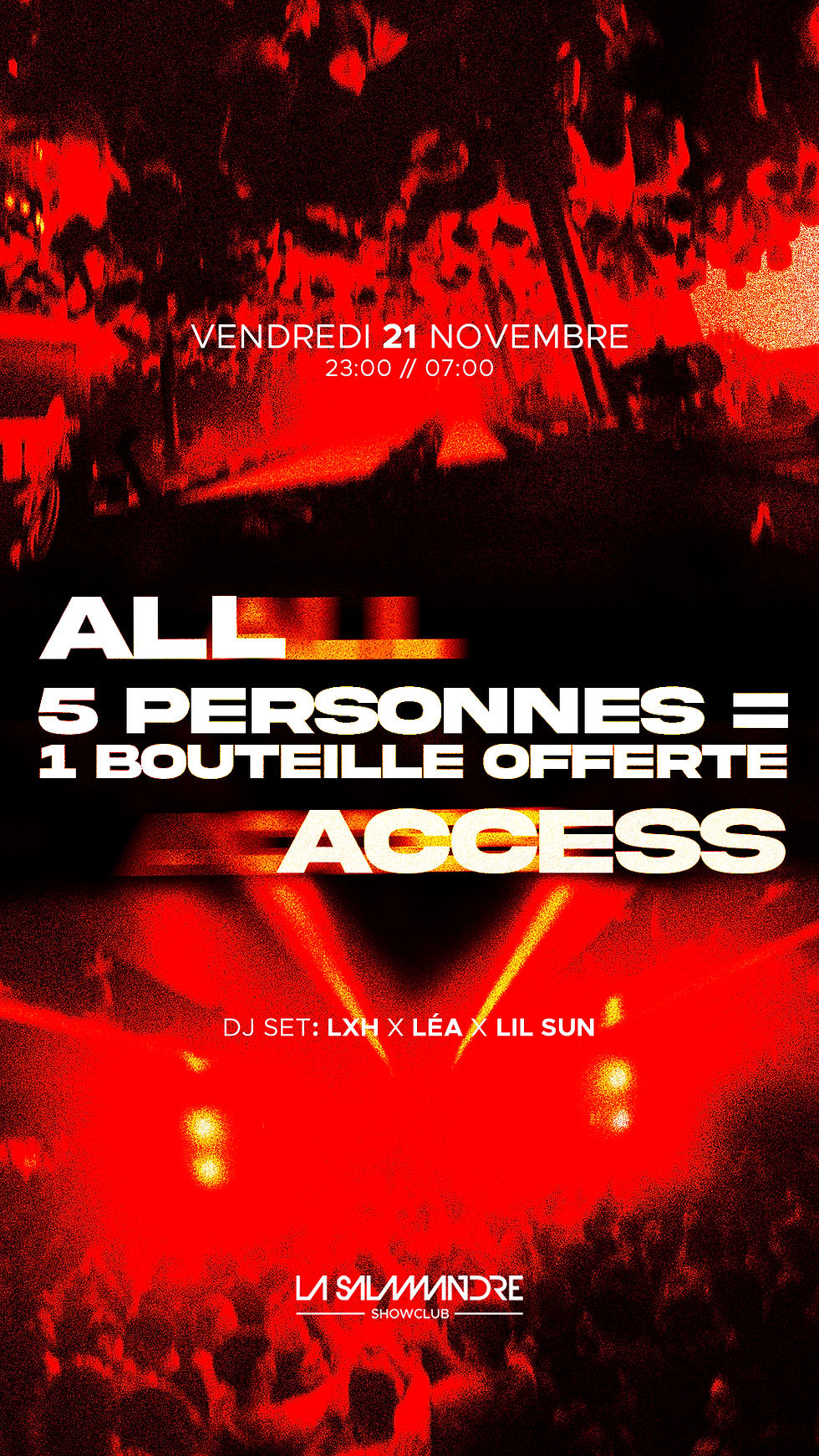 ALL ACCESS : bouteille offerte par groupe de 5