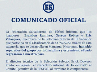 FESFUT separa a tres jugadores de la Sub-20 por indisciplina en el Clasificatorio de CONCACAF