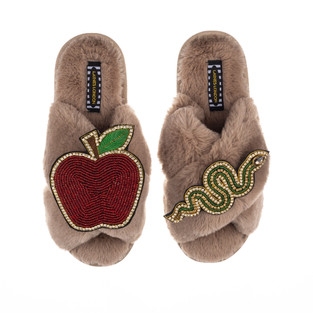 Double Artisan Green Snake & Apple on Classic Slippers