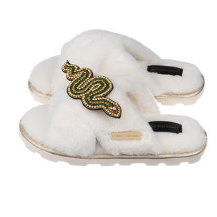 Artisan Green Snake on Chic Slipper / Sliders