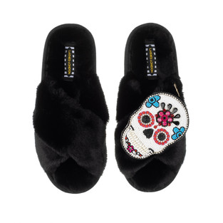 Deluxe Blue Candy Skull on Classic Slippers