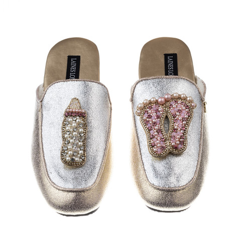 Classic Mules With Baby Girl Brooches | Laines London