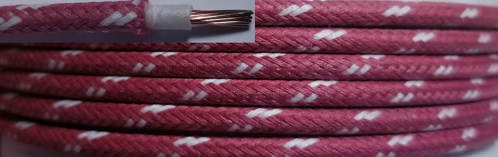 Cloth Wire 14 Gauge Red with White - Antique / Classic