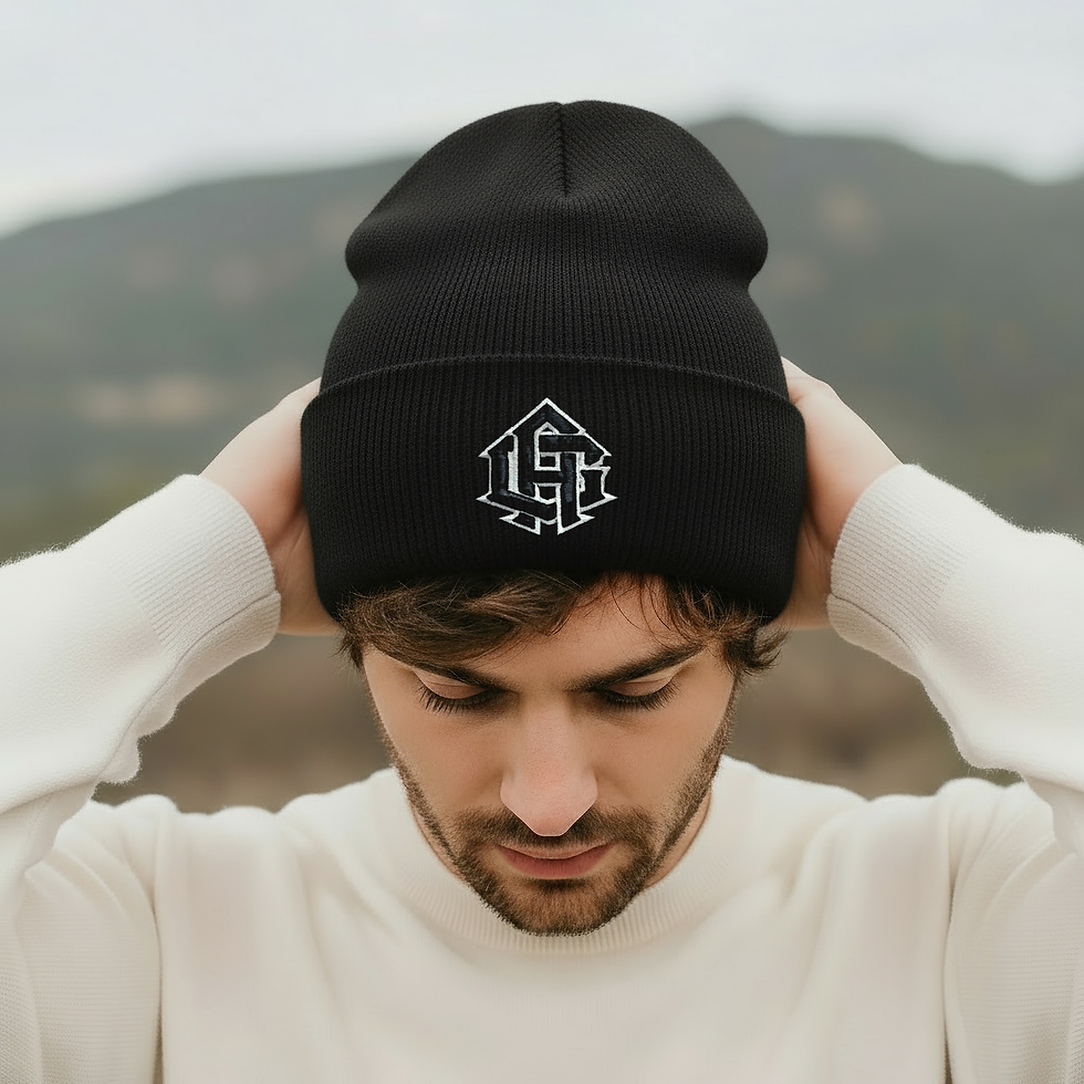 Thumbnail: AG Knit Beanie, Black & White