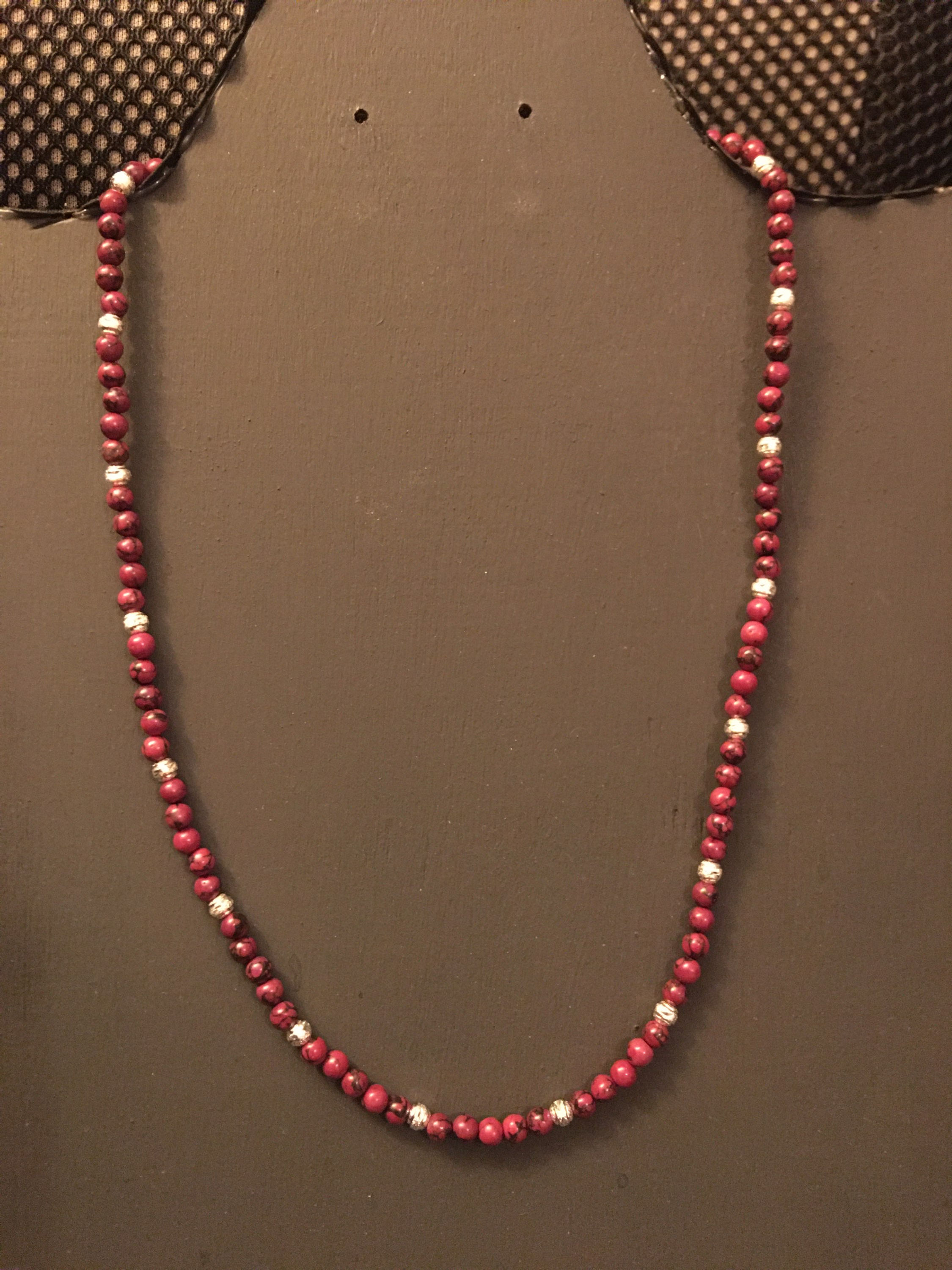 Natural Purple Turquoise Beaded Necklace (19” long)