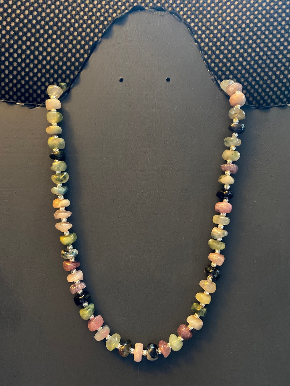 Thumbnail: Multi Colored Tourmaline Stone Beaded Necklace 