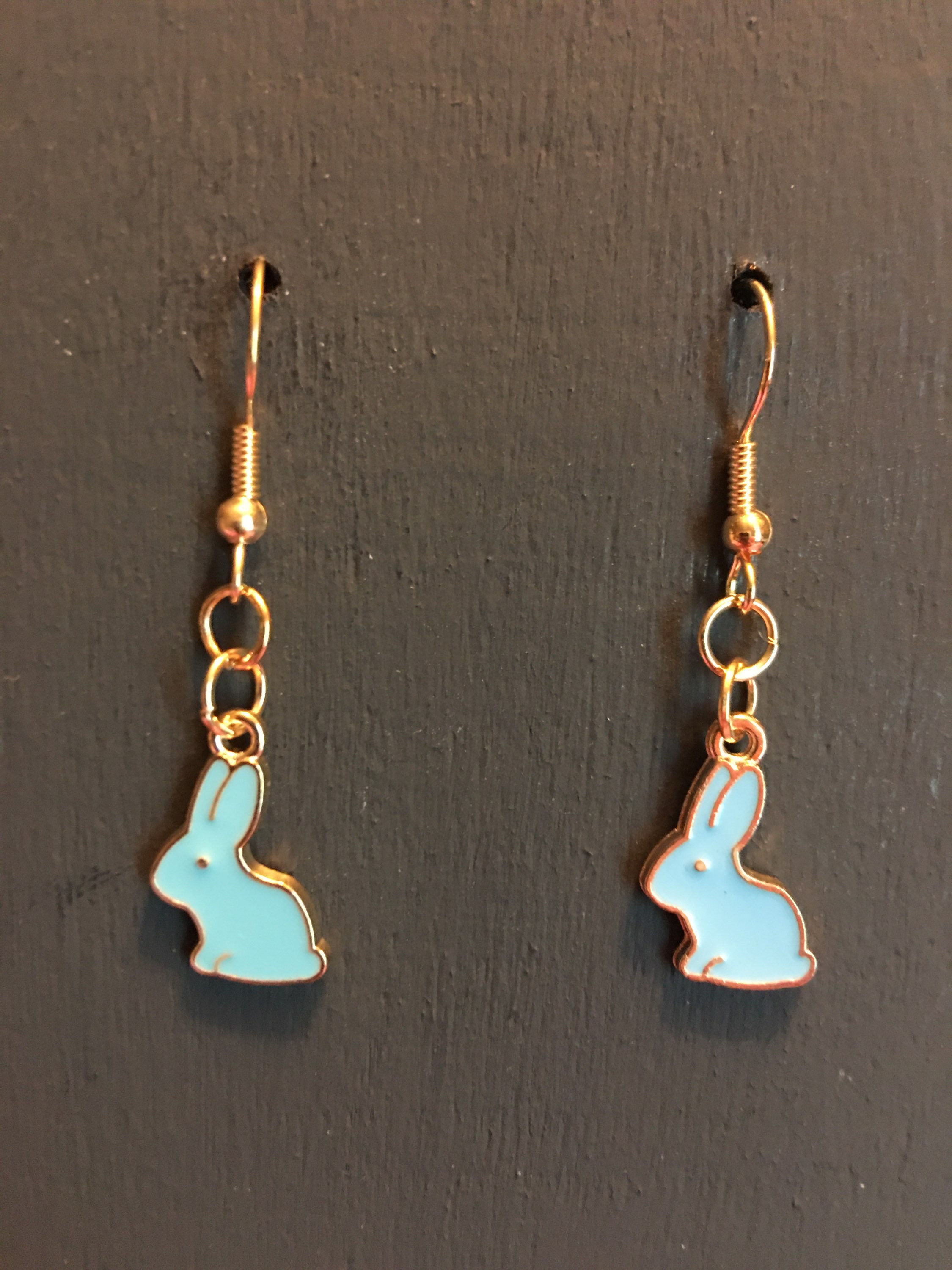 Blue Rabbit Pendant Earrings 